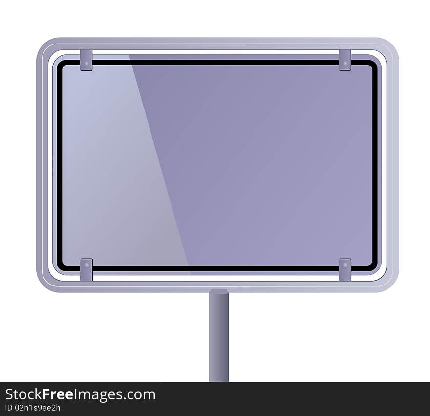 Blue billboard isolated on white background