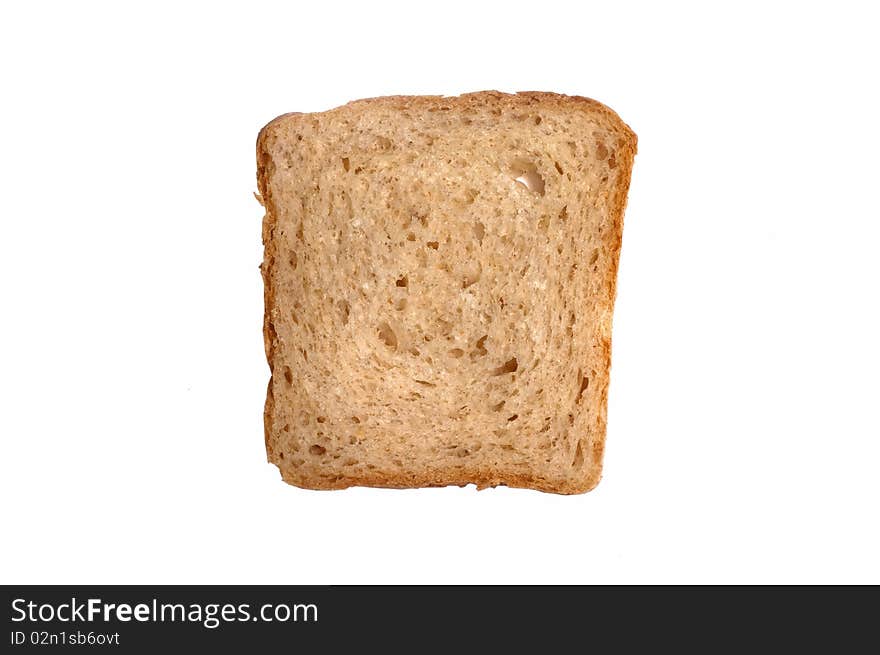 Slice of white bread on a white background