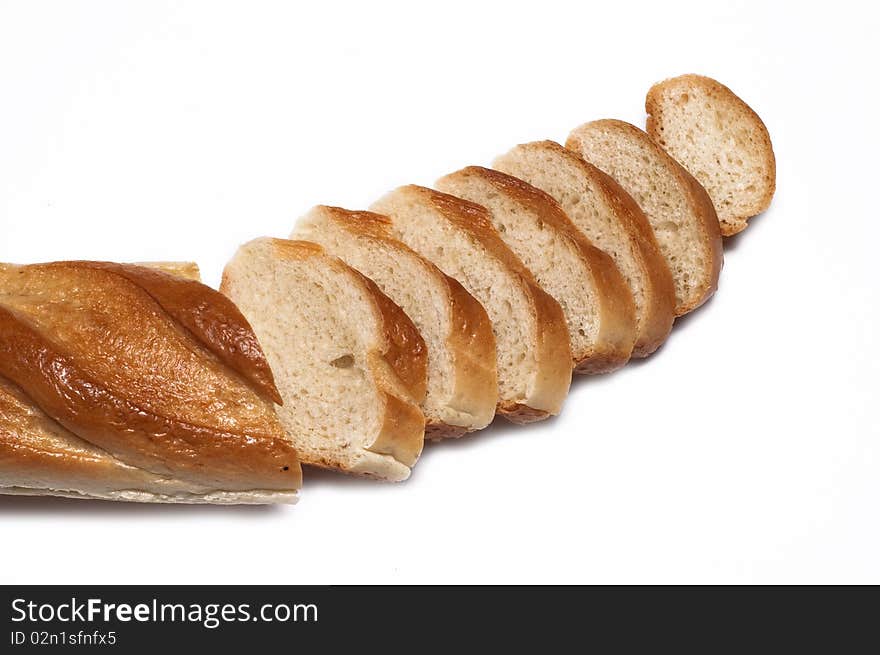 Slices of white bread on a white background