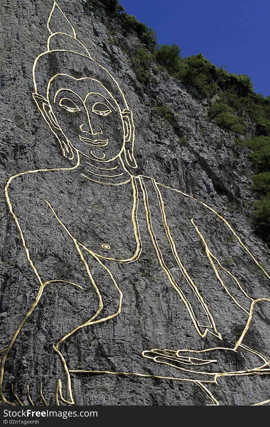 Buddha pattern on the stone wall. Buddha pattern on the stone wall.