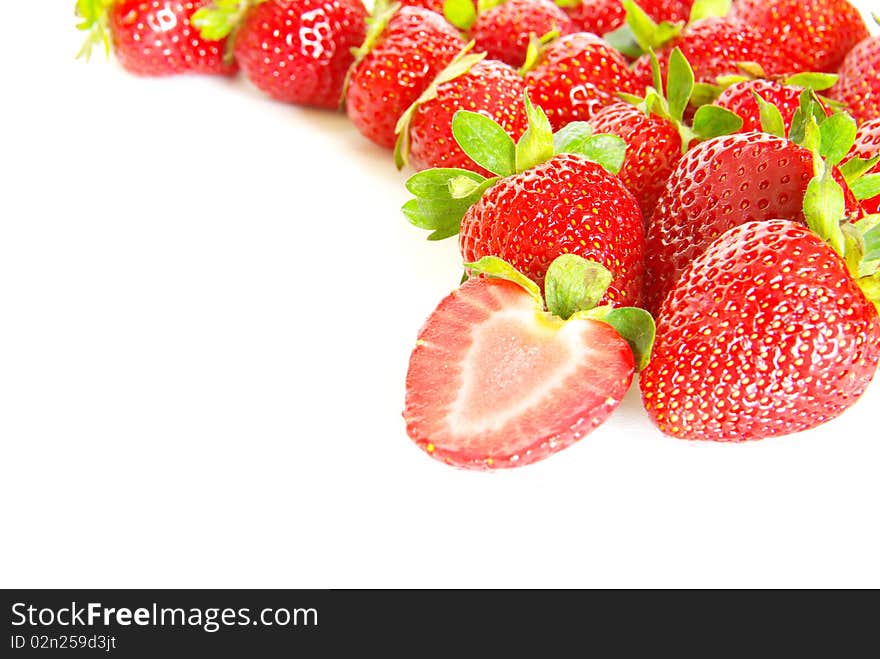 Strawberries isolated over white background