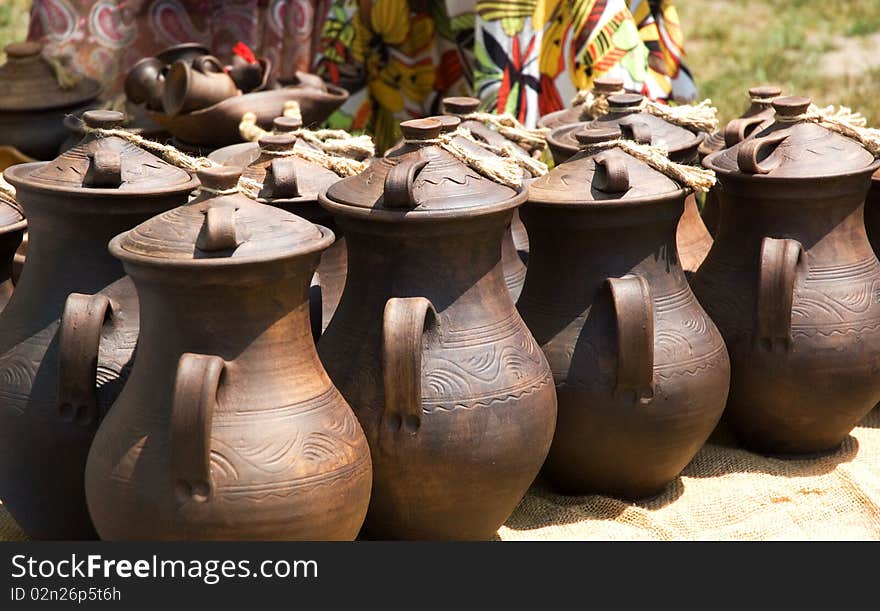 Many of old traditional pots