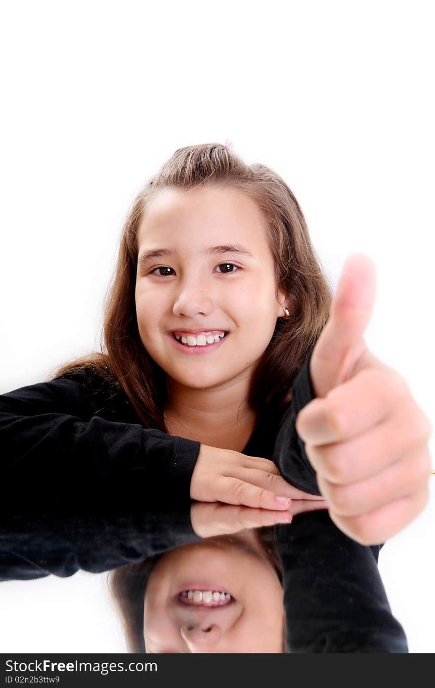 Girl with positive attitude looking at camera. Girl with positive attitude looking at camera