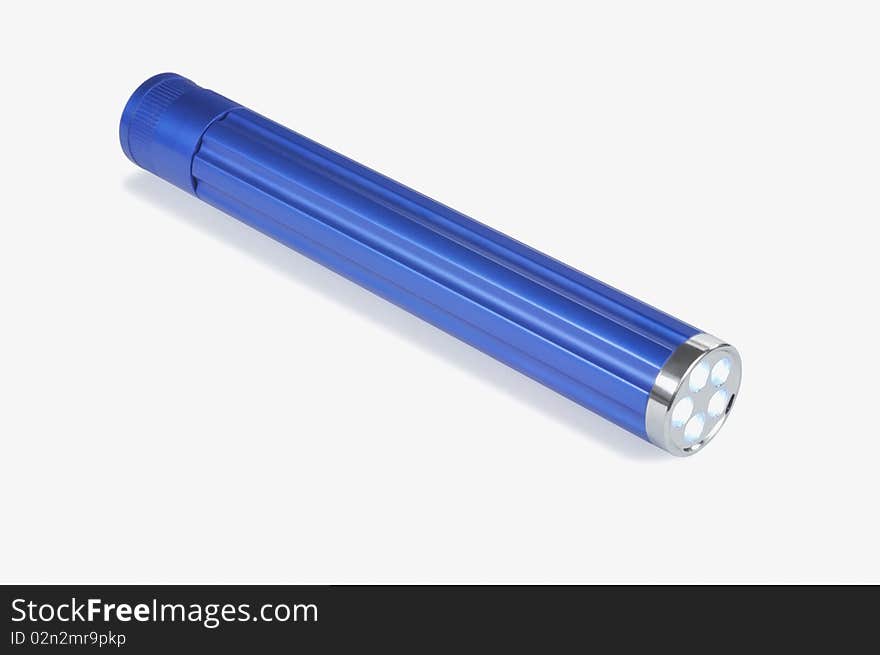 Blue LED hand torch against white background. Blue LED hand torch against white background