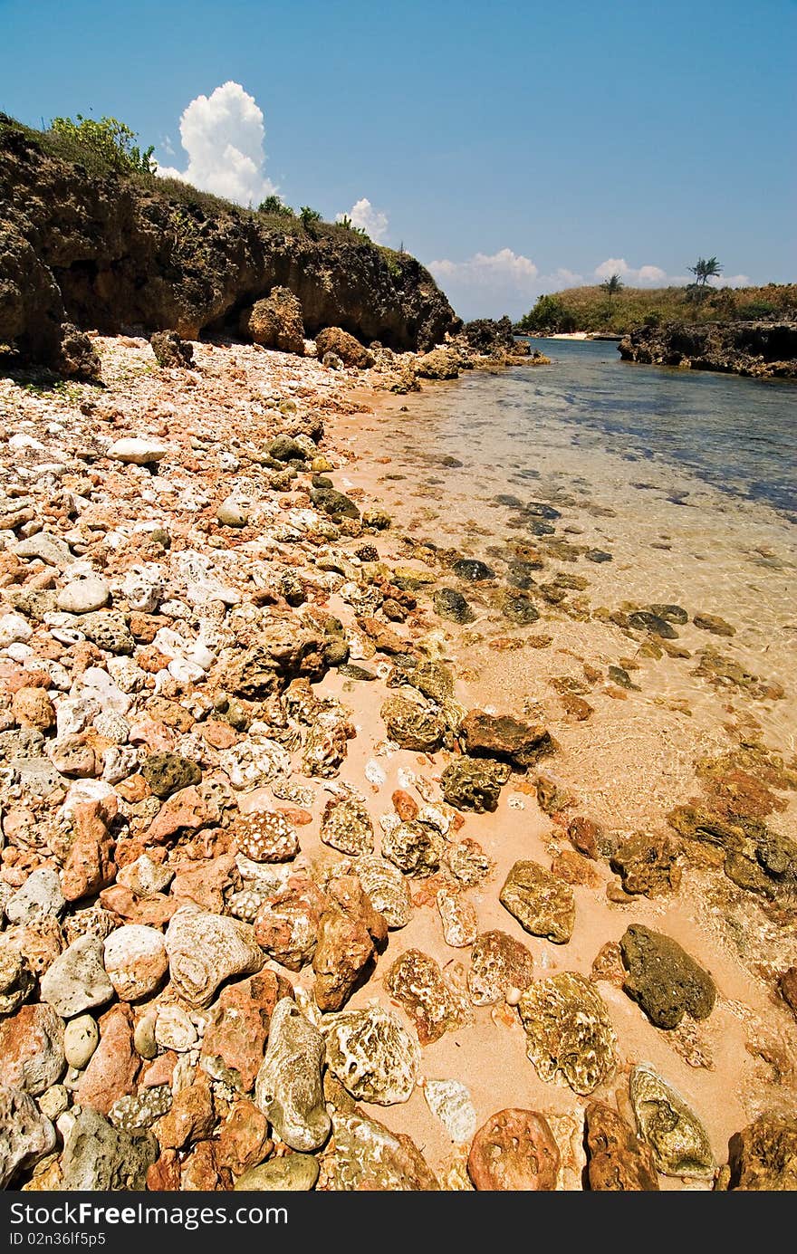 Rocky Beach Shoreline on a Blue Morning