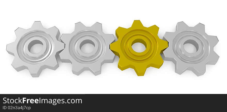 Machine Gears isolated on white - 3d illustration