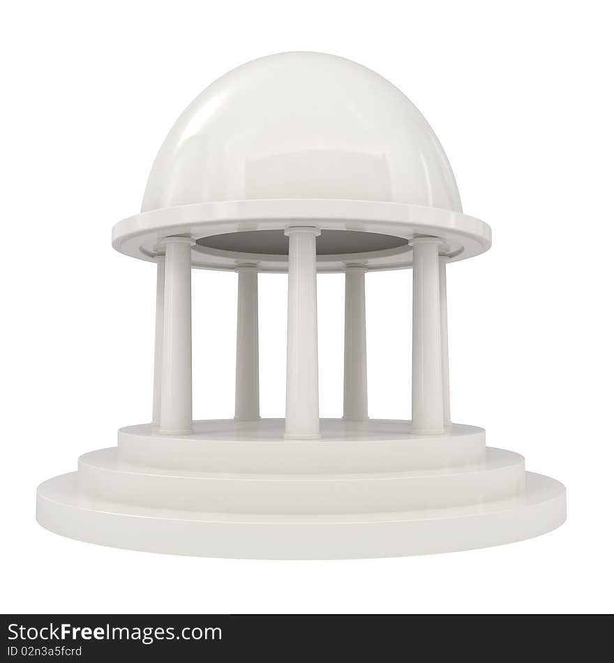 Ancient temple isolated on white - 3d illustration