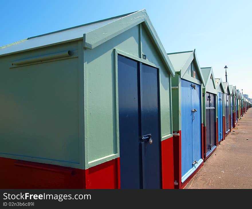 Beach houses in Brighton beach, England