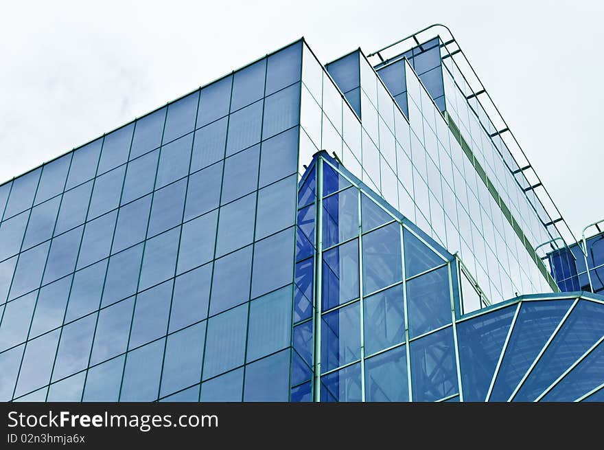 Business building with reflections of clouds. Business building with reflections of clouds