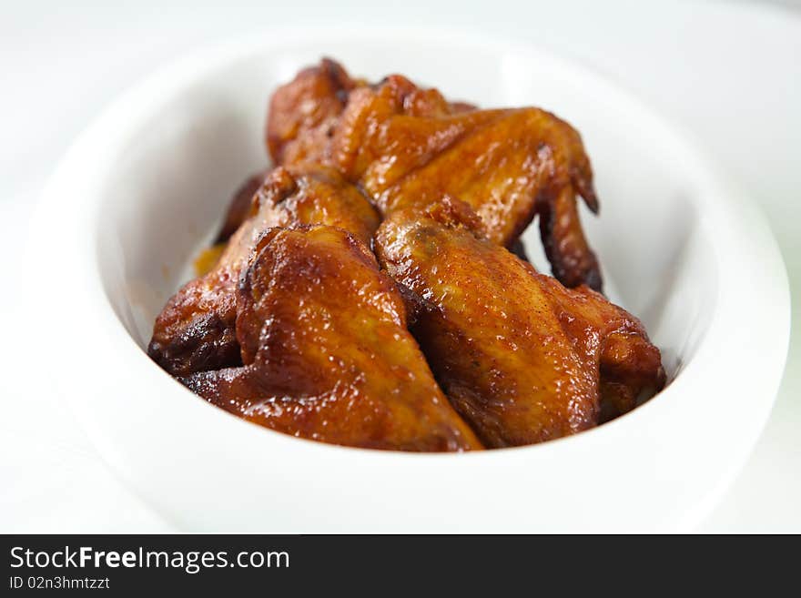 Close up of roast chicken wings