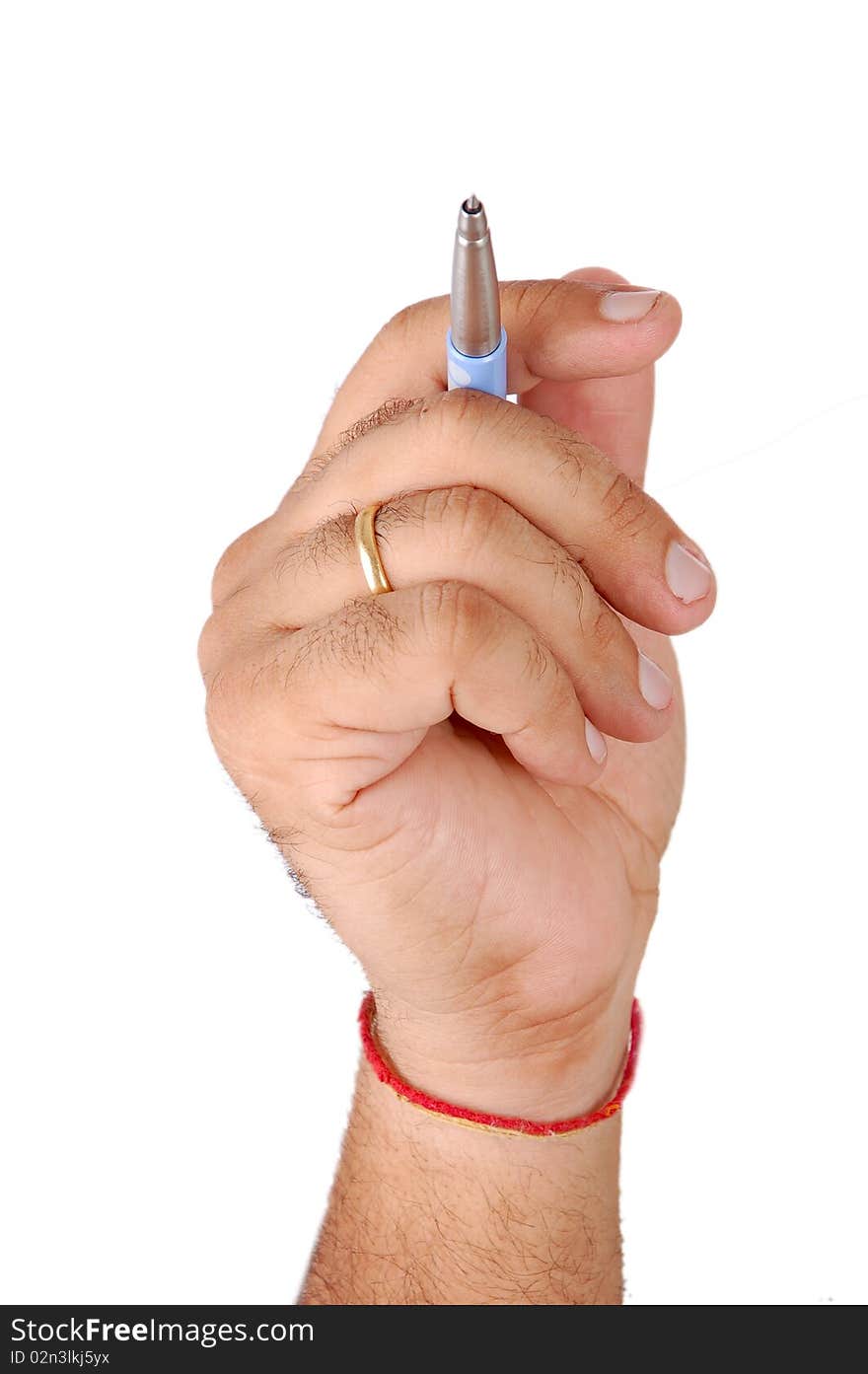 Hand holding a pen isolated on white. Hand holding a pen isolated on white.