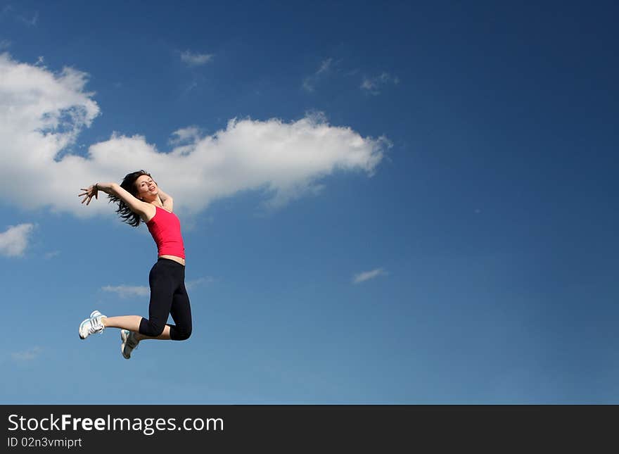 Girl jumping in the air