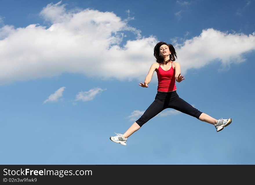 Girl jumping in the air