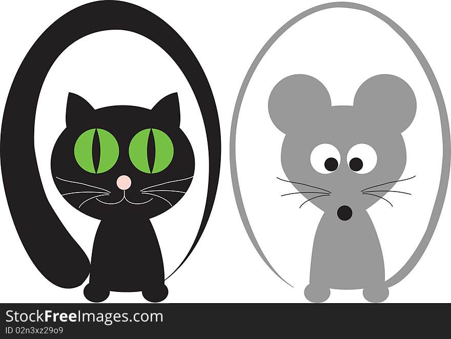 Pair cat and mouse for the decoration of wares for children