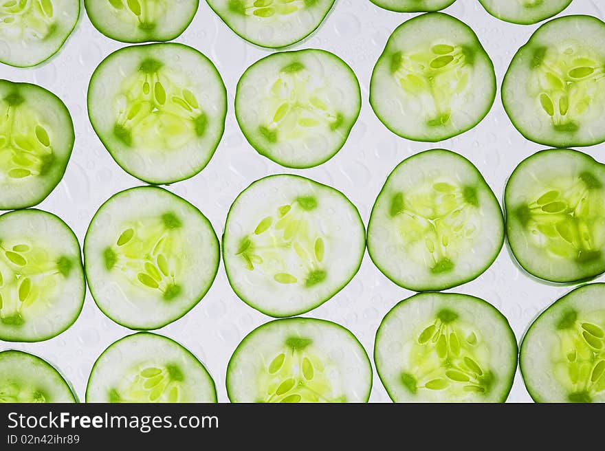 Background with green sweet cucumber. Background with green sweet cucumber