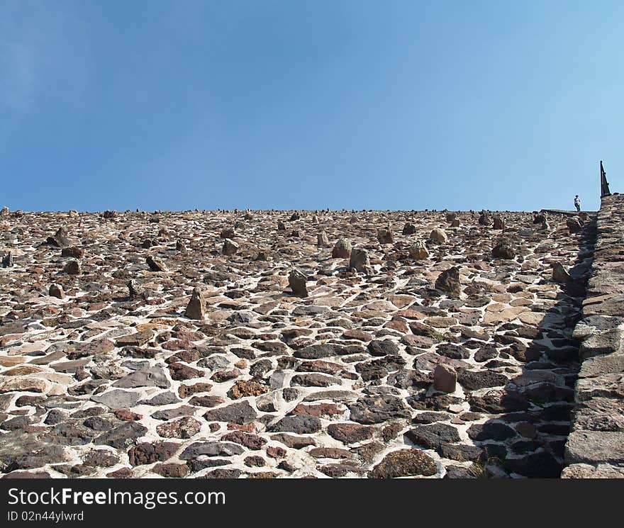 The wall. Pyramid of sun. Teotihuacan. Mexico. The wall. Pyramid of sun. Teotihuacan. Mexico.