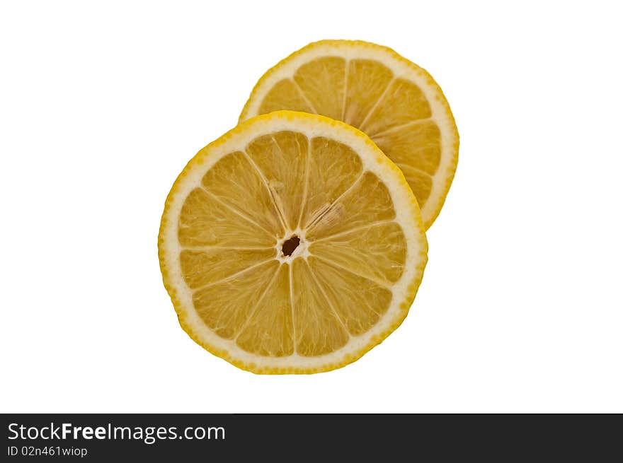 Lemon with section on a white background