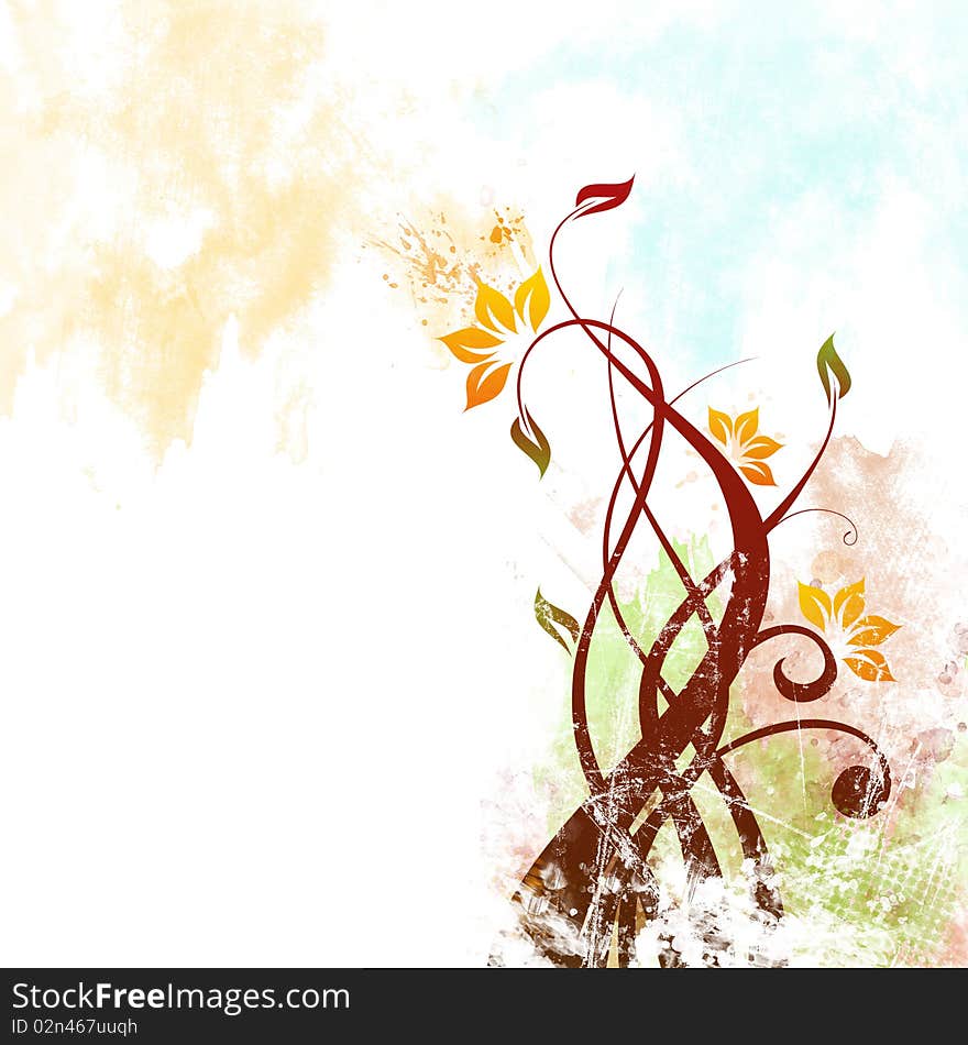 Nice colorful grunge floral background