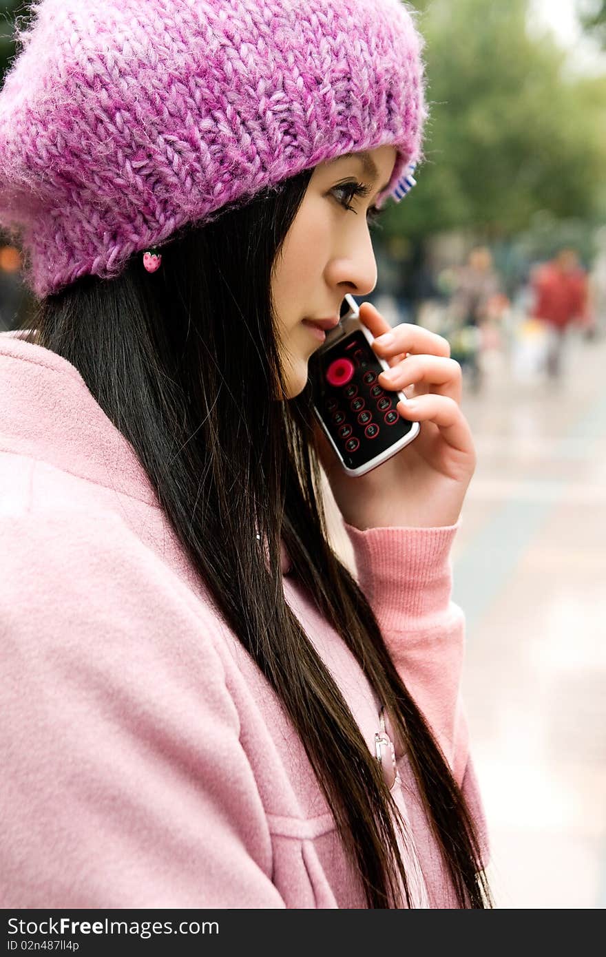 Beautiful girl calling