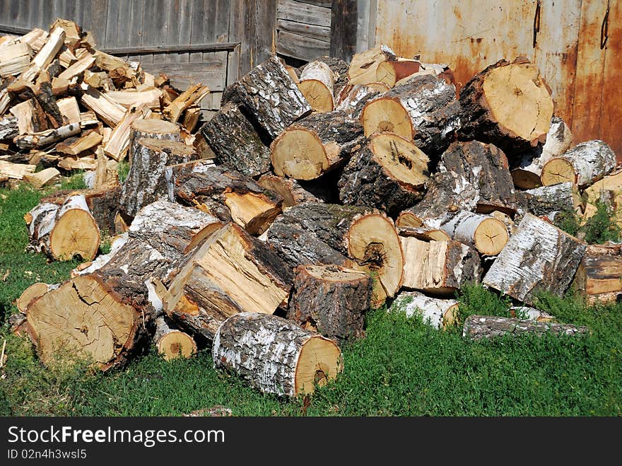 Pile of Firewood in village