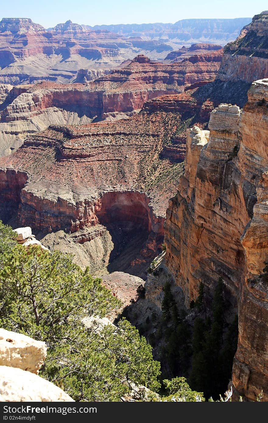 View of the Grand Canyon panorama. View of the Grand Canyon panorama