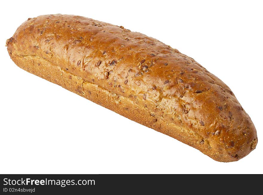 Shiny whole long bread isolated over white background