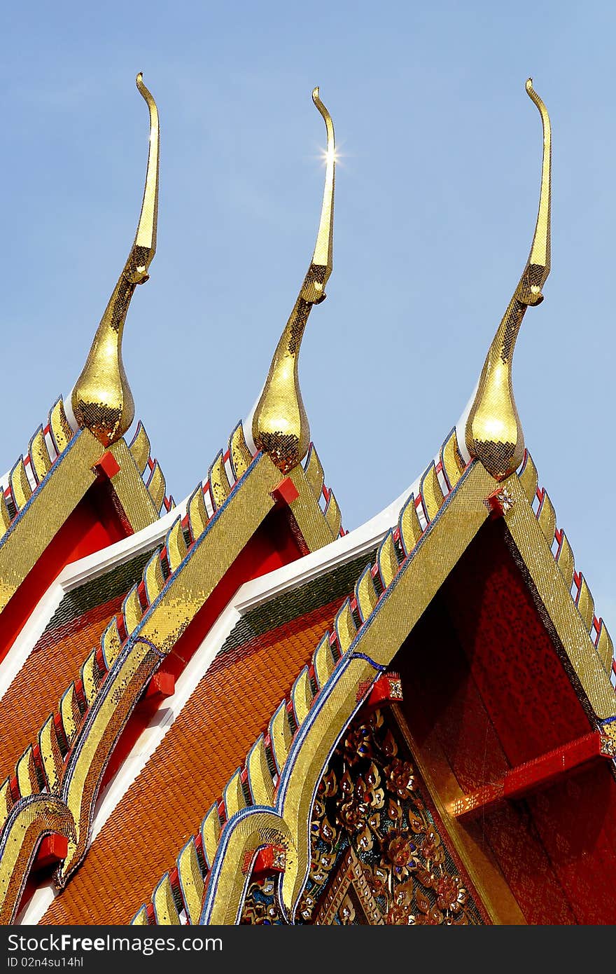 Triple top of Thailand temple. Triple top of Thailand temple