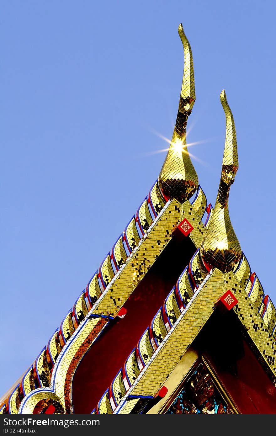 Starlight on the top of Thai temple. Starlight on the top of Thai temple