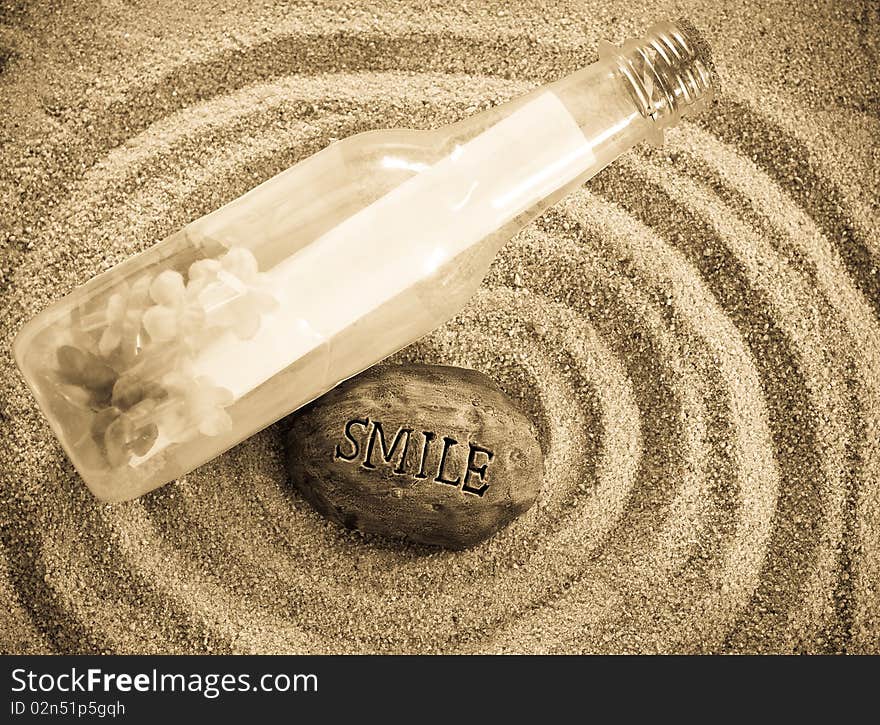 Smile Rock and Message in Bottle. Smile Rock and Message in Bottle