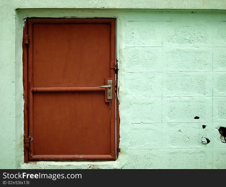 Red door and green wall