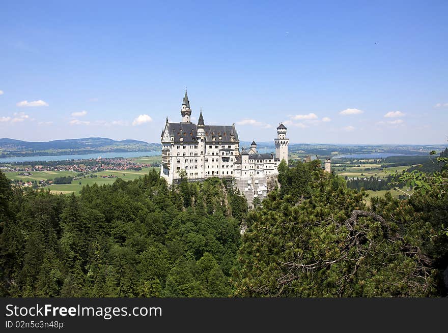 The castle of Ludwig II of Bavaria, Neuschwanstein. The castle of Ludwig II of Bavaria, Neuschwanstein