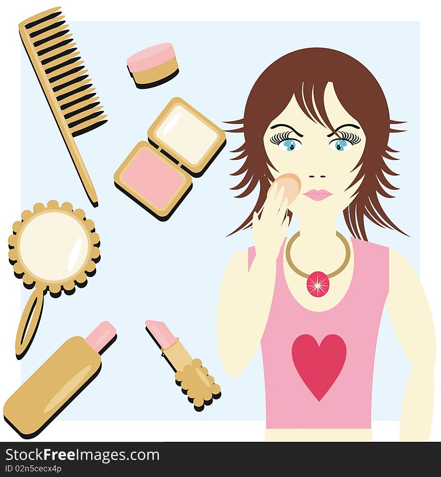 Girl with cosmetics