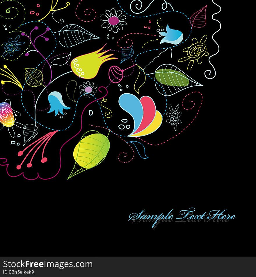 Colored flower illustration. Vector art