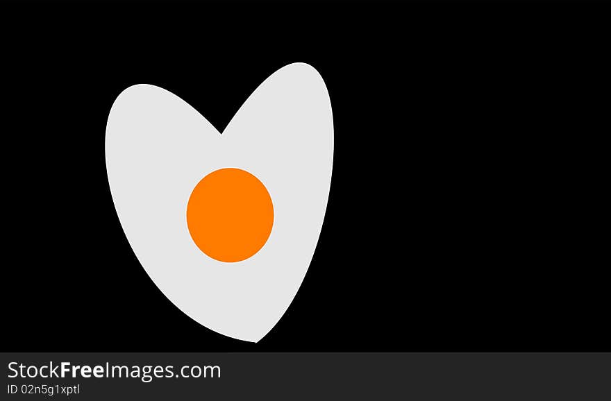 The fried egg on the black background