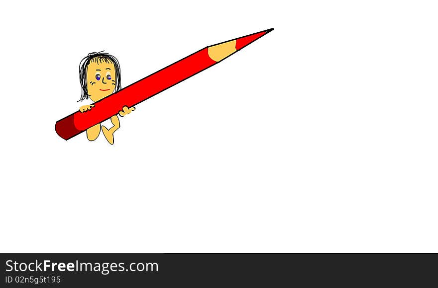 The red pencil with comic on white background