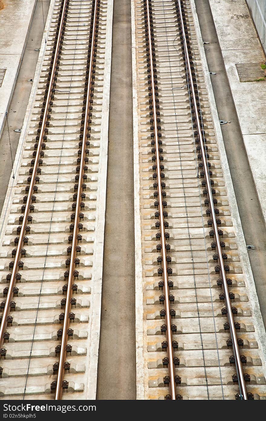 Railroad track in sunlight