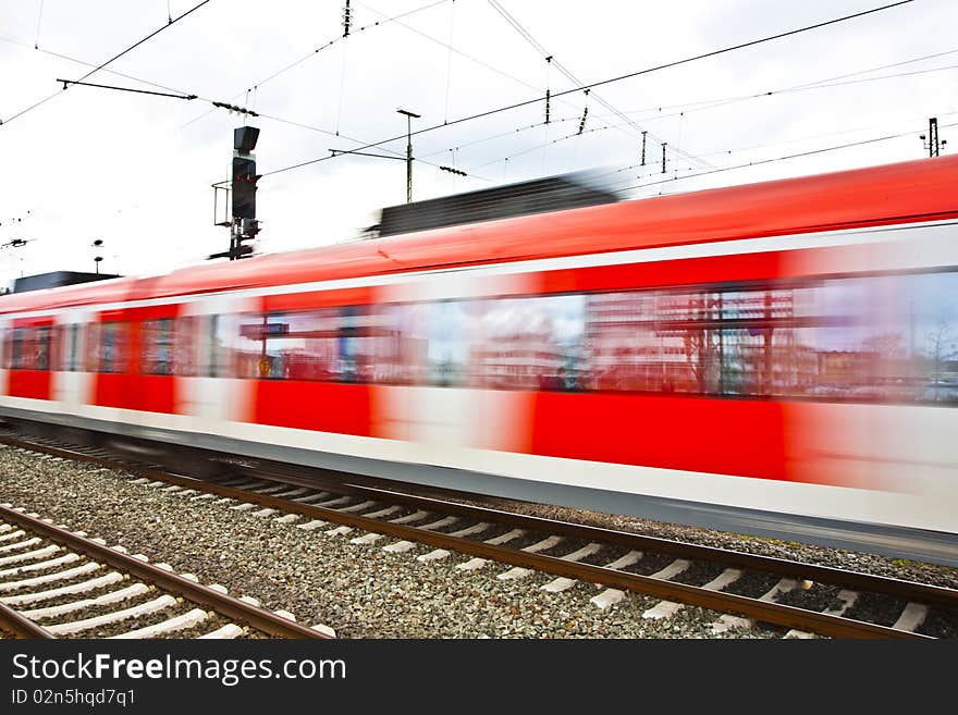 Train leaves the station with speed