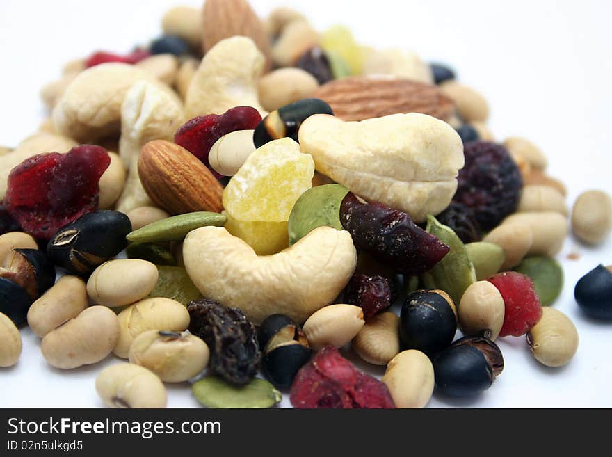 Mixed nuts and fruits