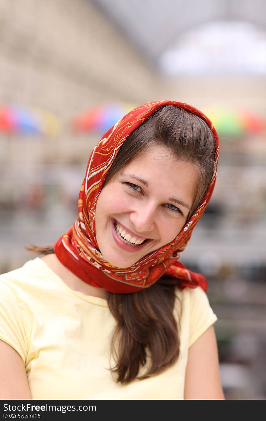 Portrait of young happy smiling woman