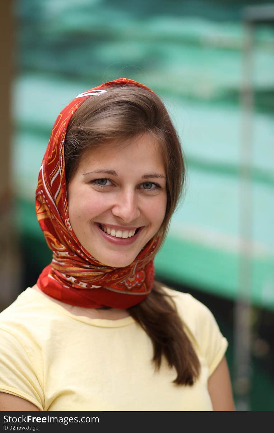 Portrait of young happy smiling woman