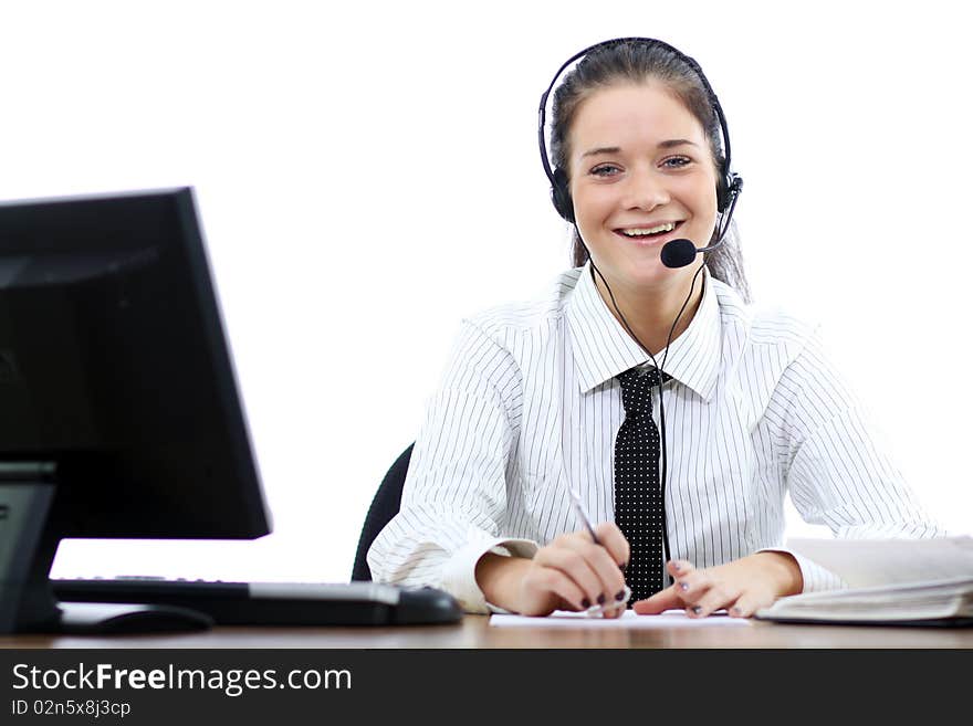 Business woman with headset