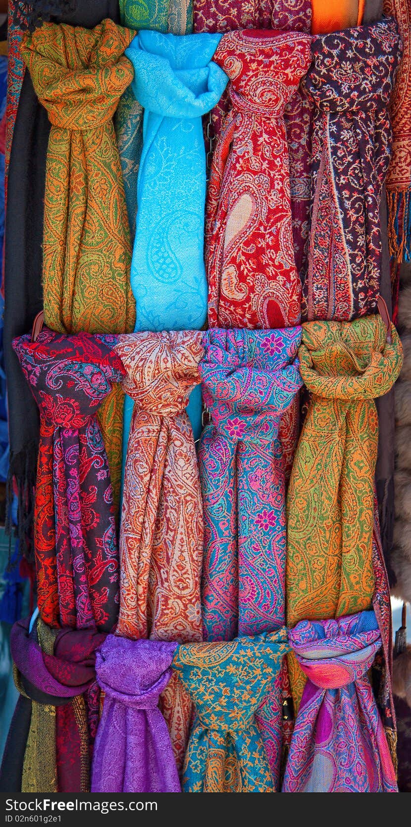 Multi-coloured scarfs