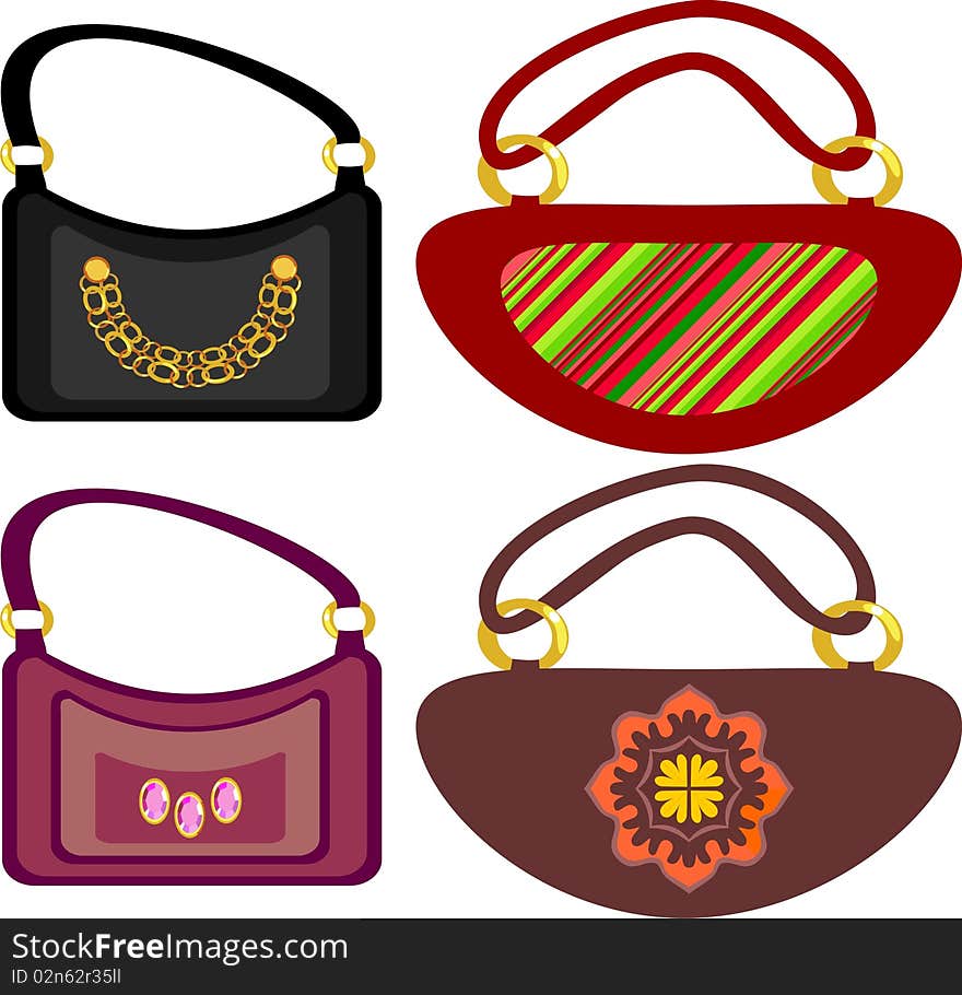 Variants of handbags made of genuine leather. Variants of handbags made of genuine leather