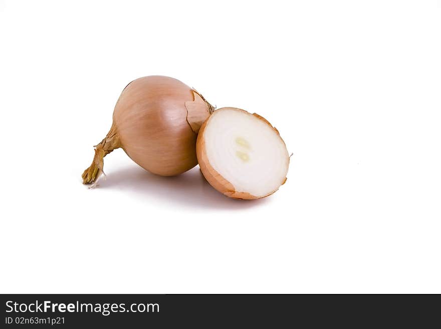 Golden fresh onions isolated on white background, vegetables. Golden fresh onions isolated on white background, vegetables