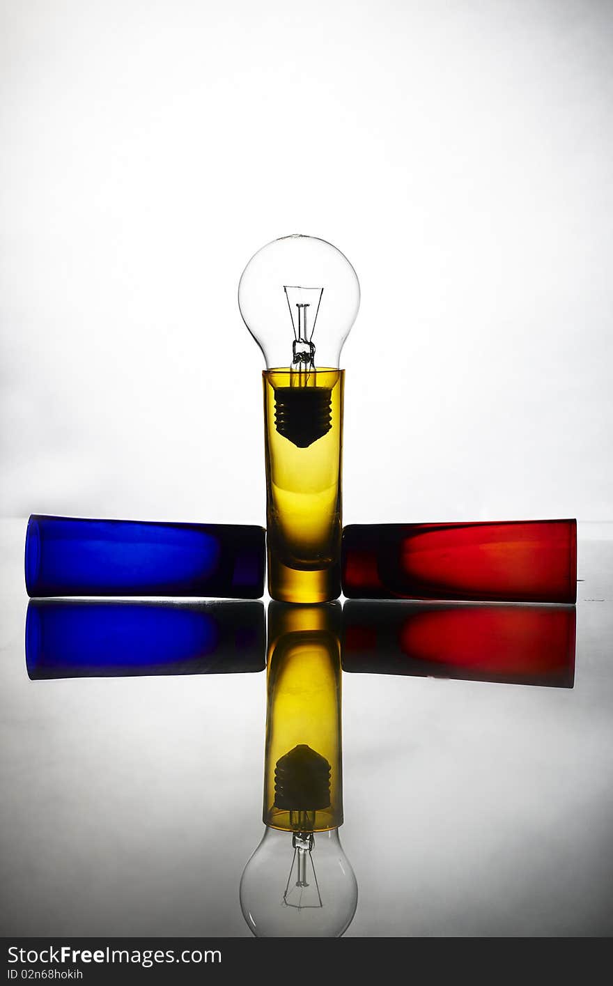 Colorful glasses and bulb