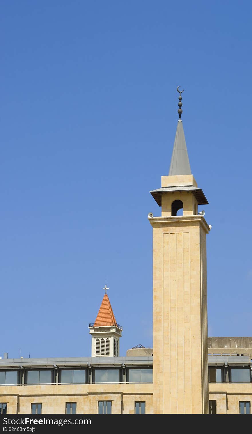 Church and Mosque in down town beirut. Church and Mosque in down town beirut