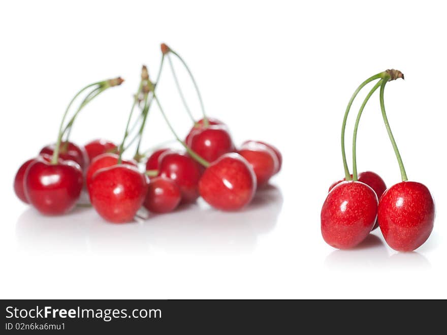 Red cherry isolated on white background