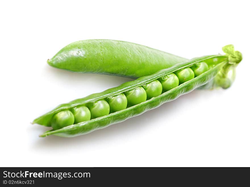 Green peas isolated on white