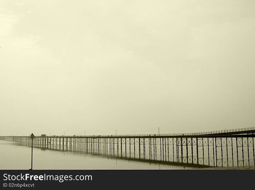 One Brige In Misty Day