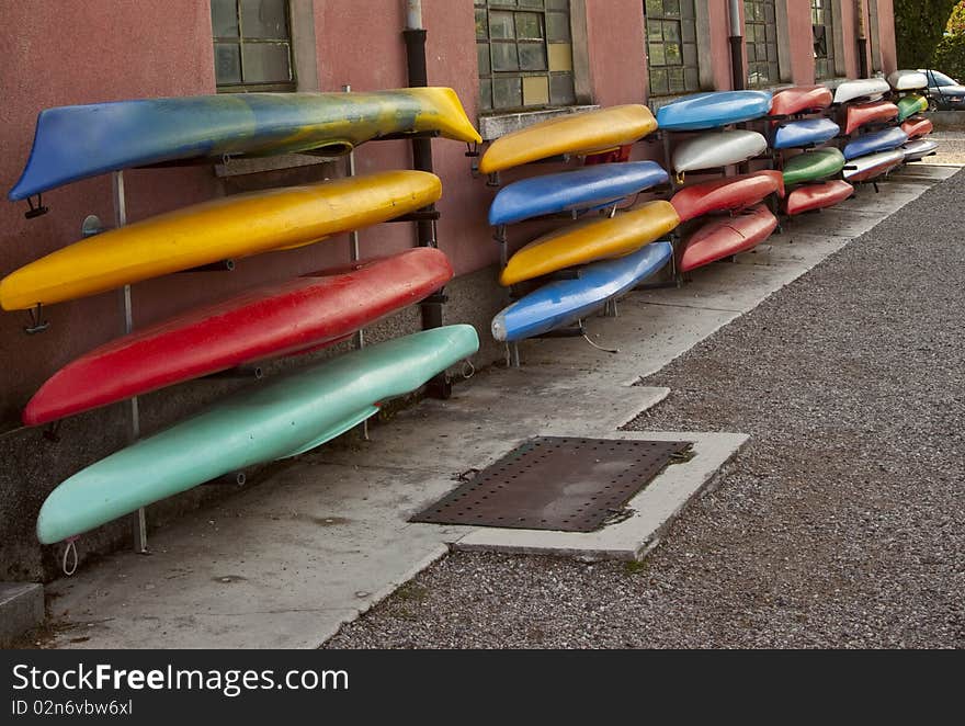 Canoes on Lake Garda, River Mincio. Canoes on Lake Garda, River Mincio